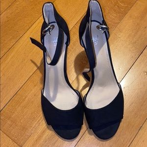 Black strappy kitten heels